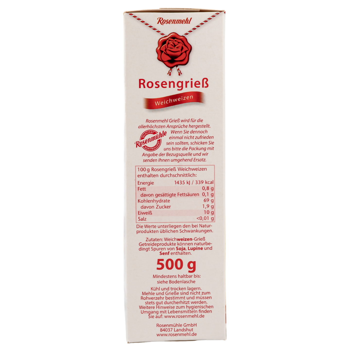 Rosenmehl – Rosengrieß aus Weichweizen 500g
