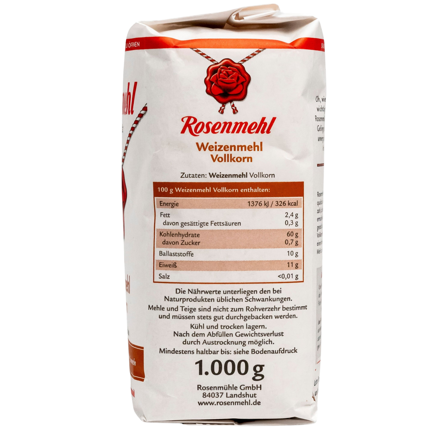 Rosenmehl – Weizenmehl Vollkorn 1 kg