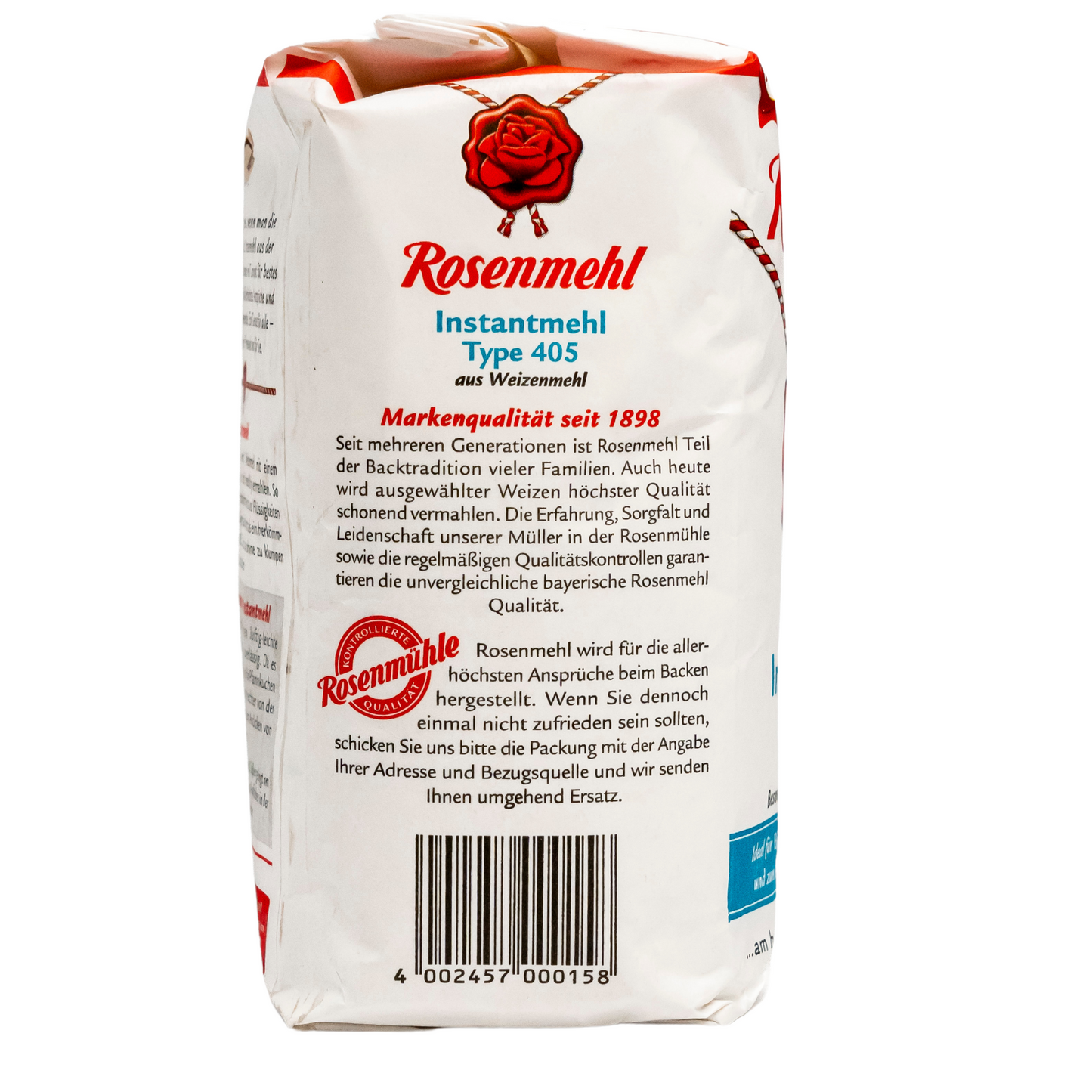 Rosenmehl - Instantmehl Type 405 Besonders locker und rieselfähig 1000 g - Ideal für Biskuitteig, Pfannkuchen, Waffeln und zum Andicken von Suppen und Soßen