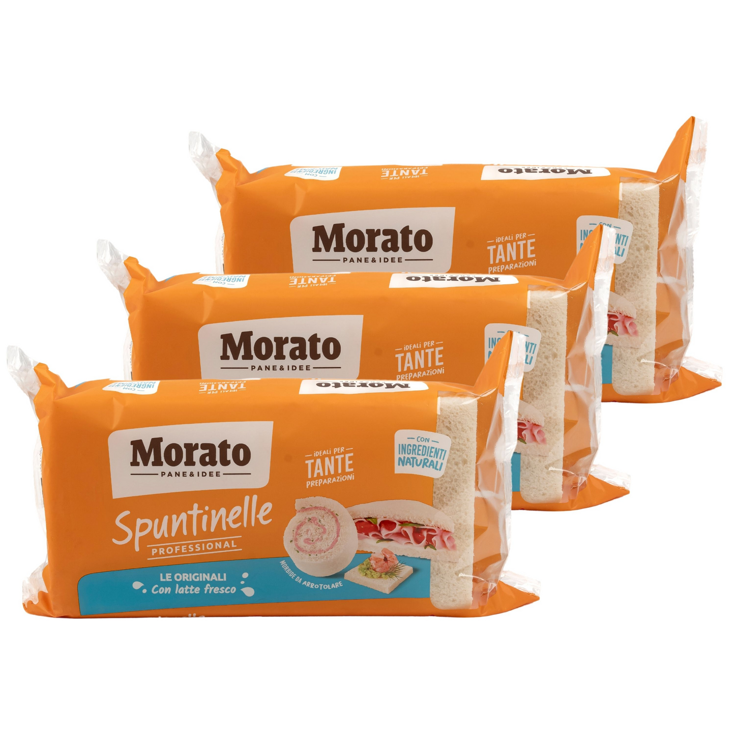 Morato - Original italienisches Spuntinelle Weißbrot Tramezzini (Toast ohne Rand) 700g