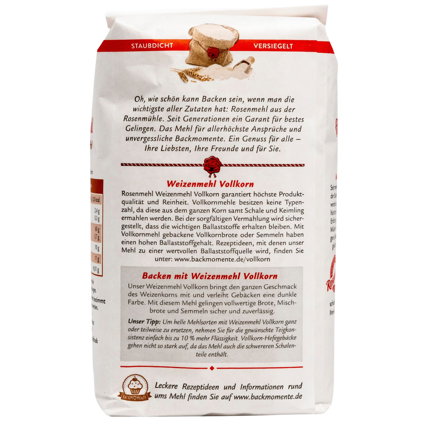 Rosenmehl – Weizenmehl Vollkorn 1 kg