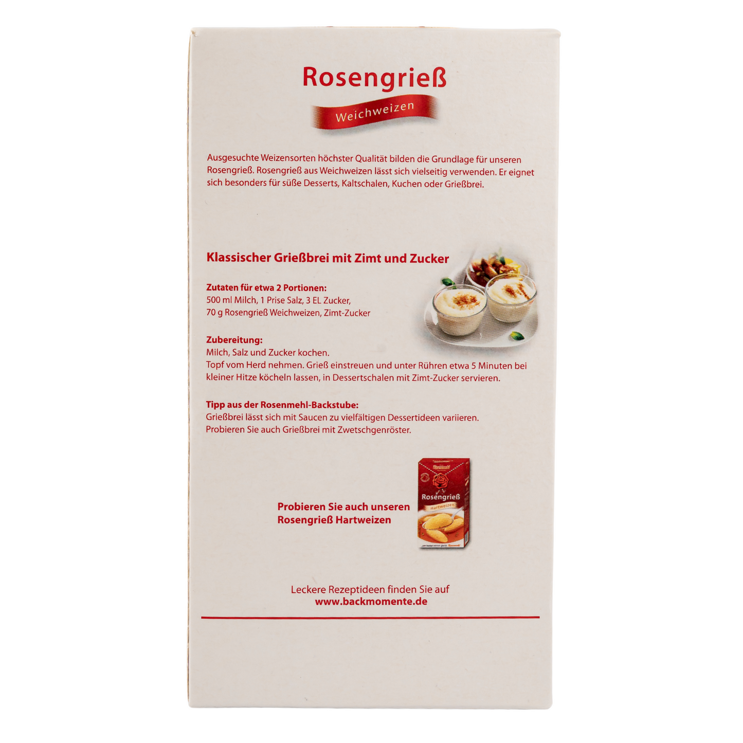 Rosenmehl – Rosengrieß aus Weichweizen 500g