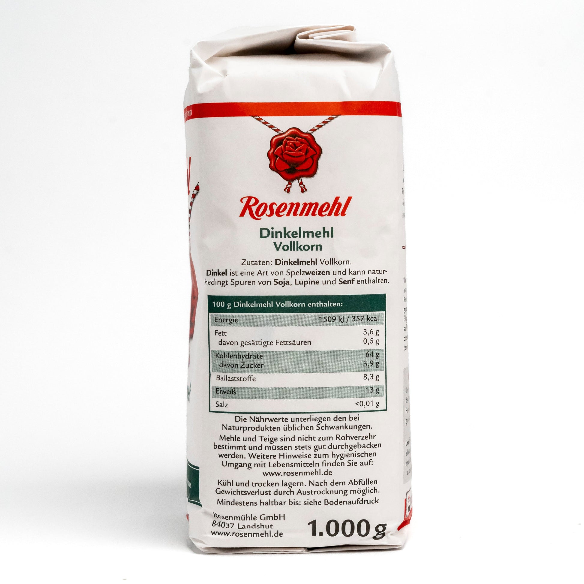 Nährwertangaben Rosenmehl Dinkelmehl Vollkorn für gesundheitsbewusstes Backen