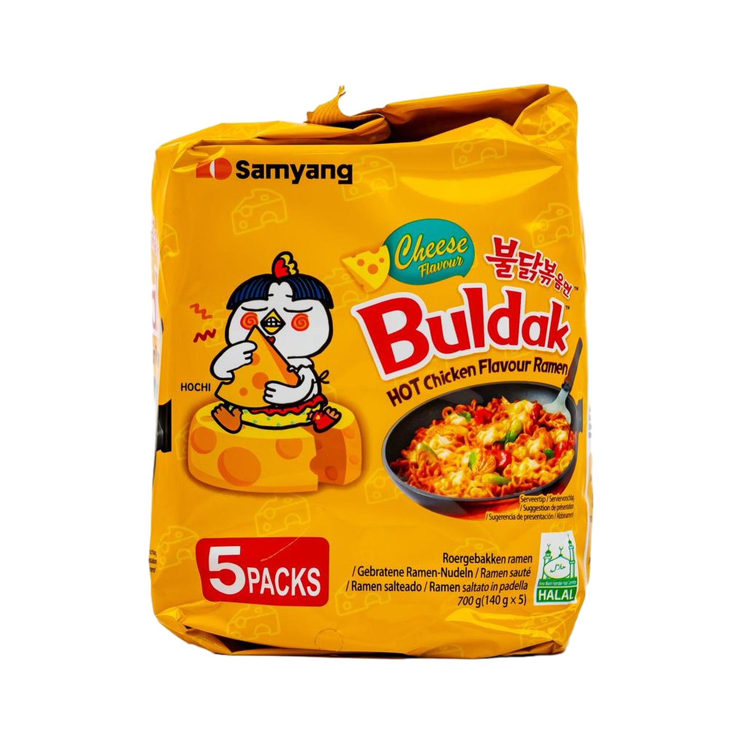 Scharfe koreanische Instantnudeln mit Käsegeschmack von Samyang