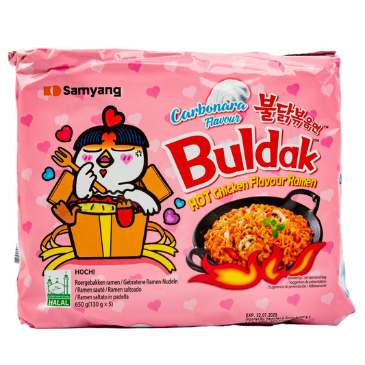 Koreanische Instantnudeln scharf mit Carbonara-Geschmack