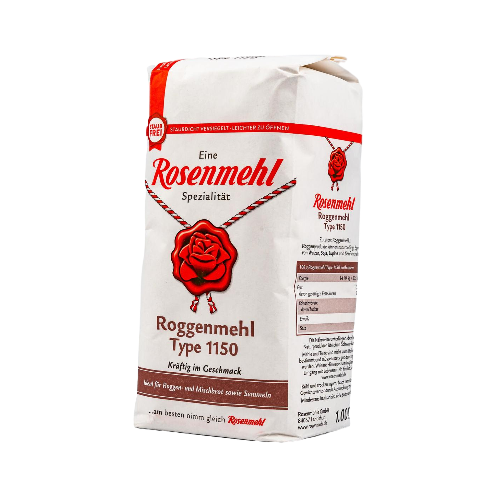 Rosenmehl Roggenmehl Type 1150 – hochwertige Verpackung 1 kg
