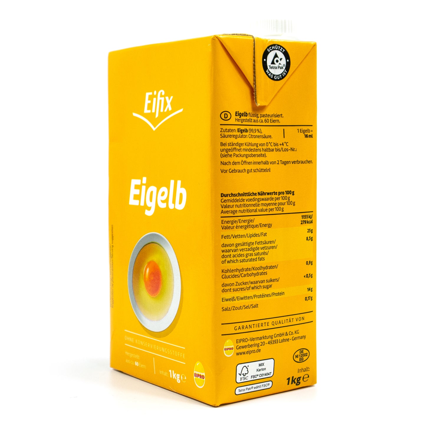 Eifix - Eigelb flüssig hergestellt aus ca. 60 Eiern á 1kg
