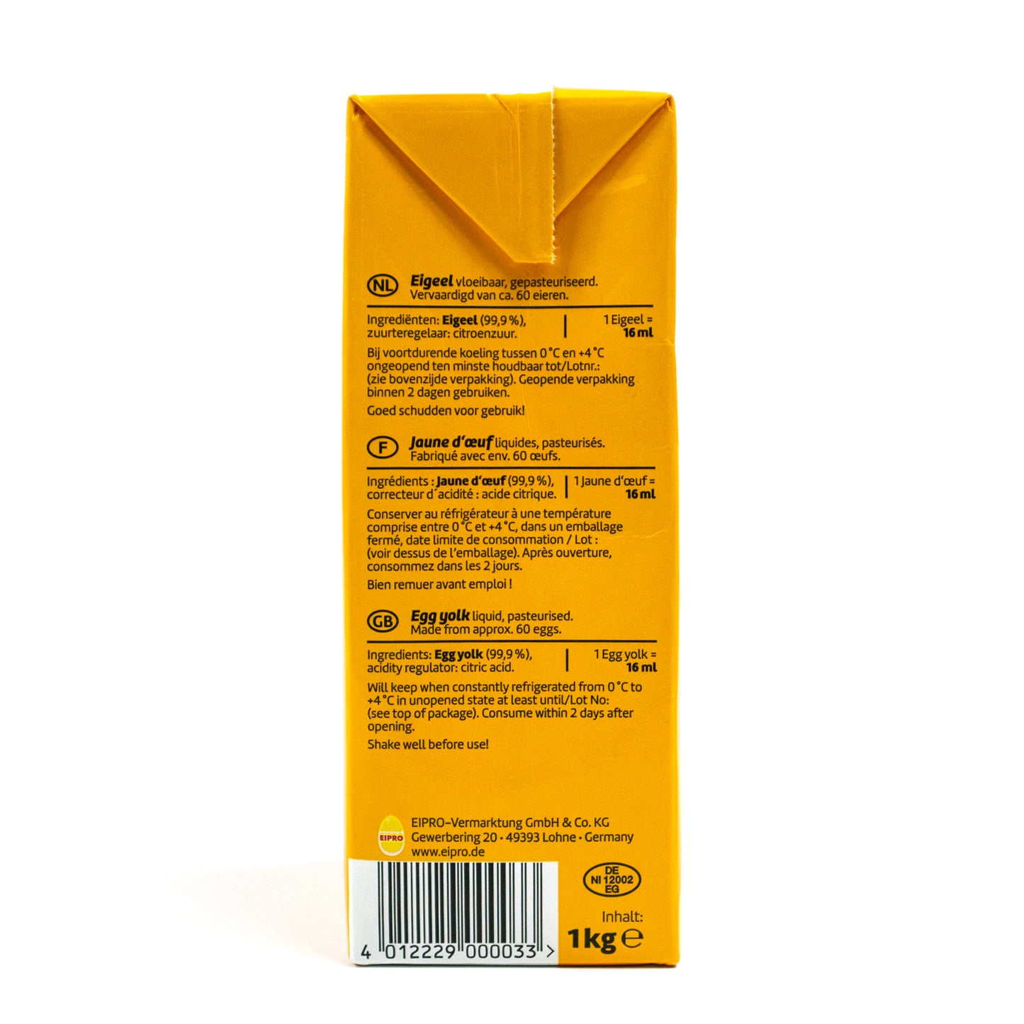 Eifix - Eigelb flüssig hergestellt aus ca. 60 Eiern á 1kg