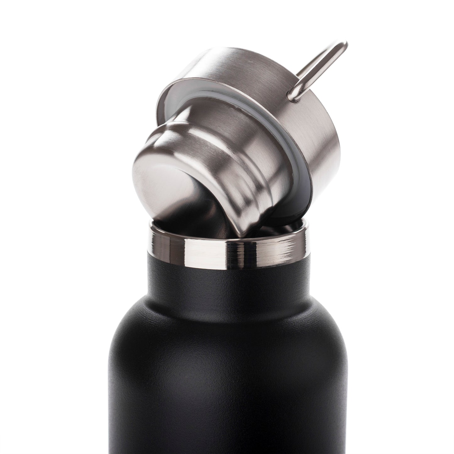 RR Sports - Edelstahl Trinkflasche 100% plastikfrei 600 ml in Schwarz