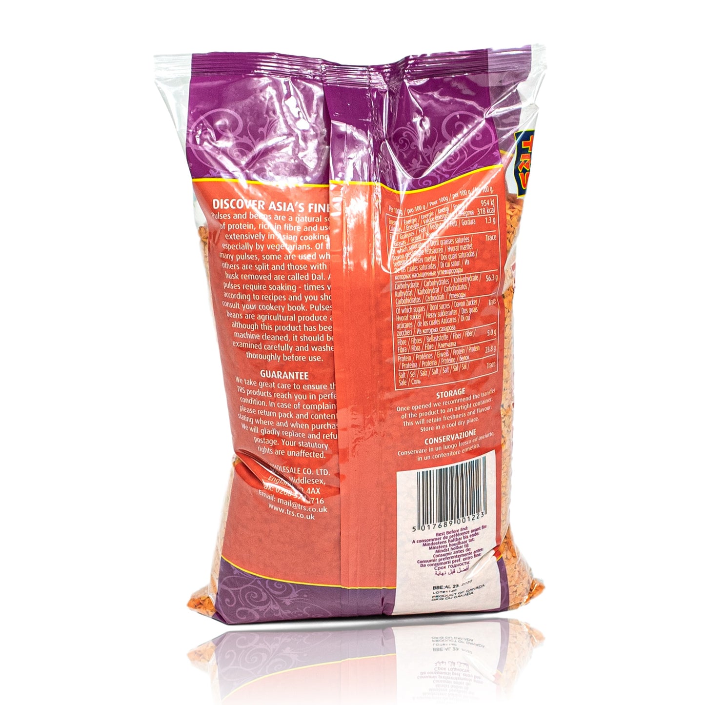 TRS - Rote Linsen 2 kg Packung halb geschält und ungekocht