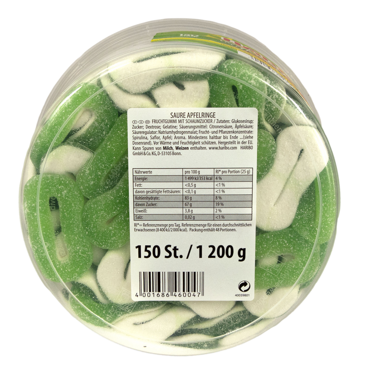 Haribo - Saure Apfelringe 150 Stück 1200 g