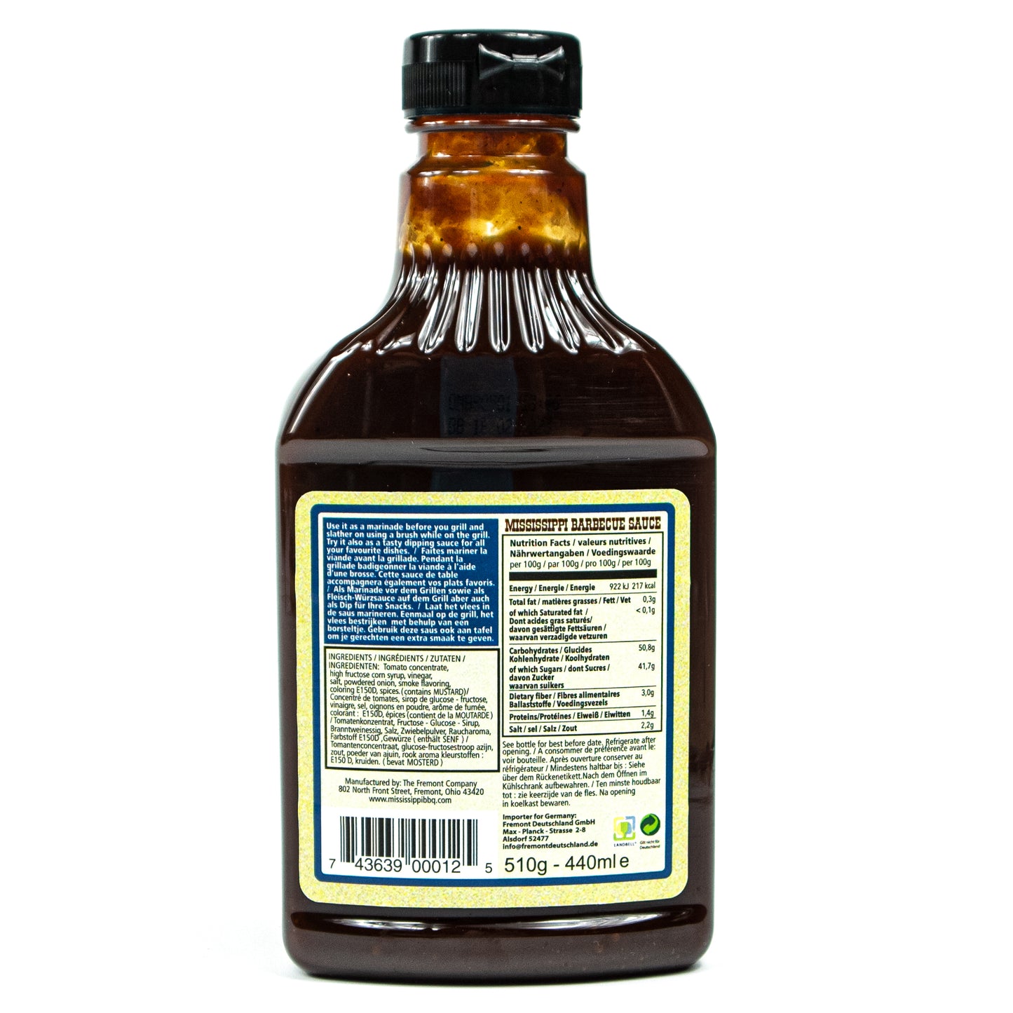 Mississippi - BBQ Barbecue Sauce "Sweet'n Mild" á 510 g (440 ml)