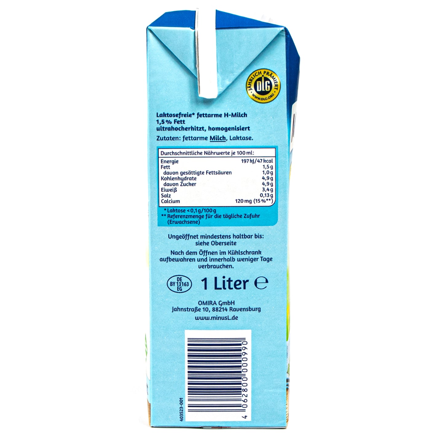 MinusL - Laktosefreie fettarme H-Milch 1,5 % á 1L