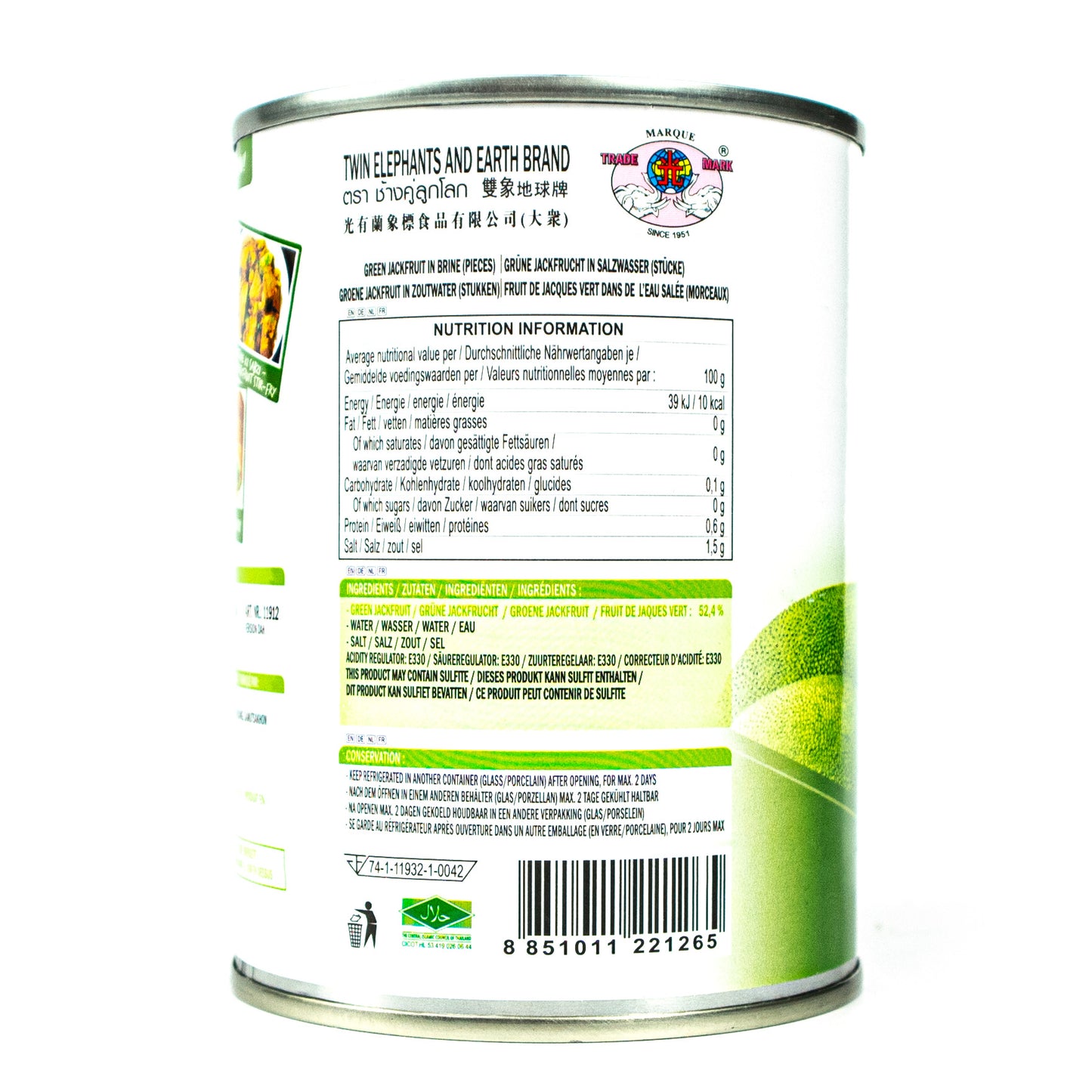 ELEPHANT - Green/Grüne Jackfruit in Salzlake eingelegt á 540 g Dose