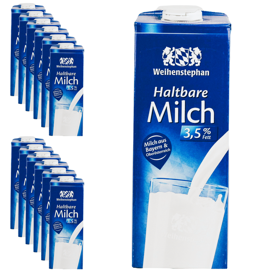 Weihenstephan - H-Vollmilch 3,5% haltbare Milch 12x1 Liter