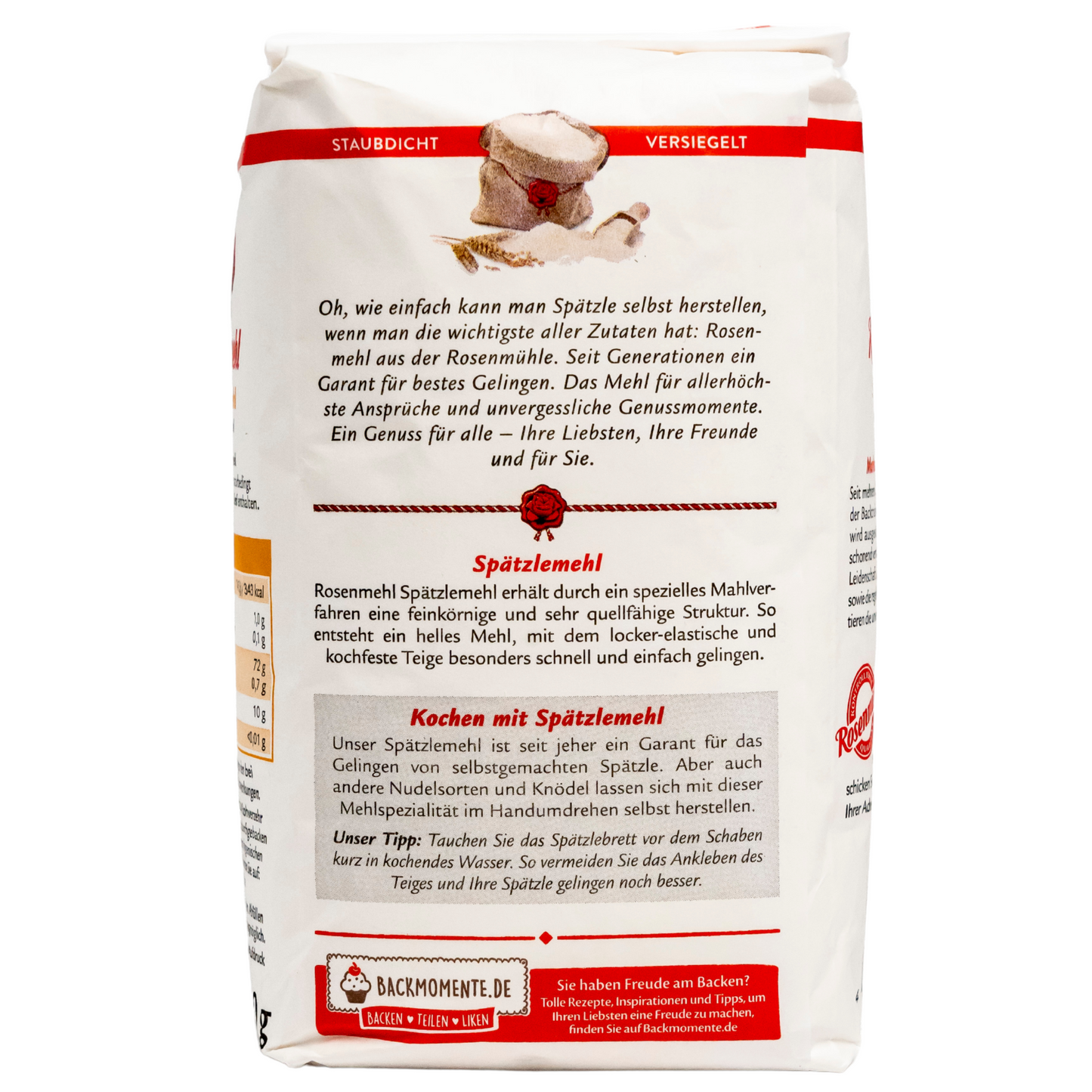 Rosenmehl – Spätzlemehl aus Weizenmehl 1 kg – Ideal für kochfeste Teige, schnell und einfach zubereitet