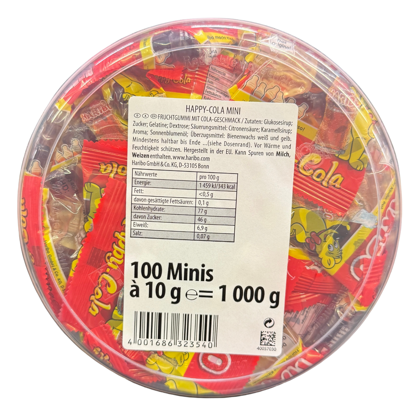 Haribo - Happy Cola 100 x 10 g Minibeutel (1000 g Dose)