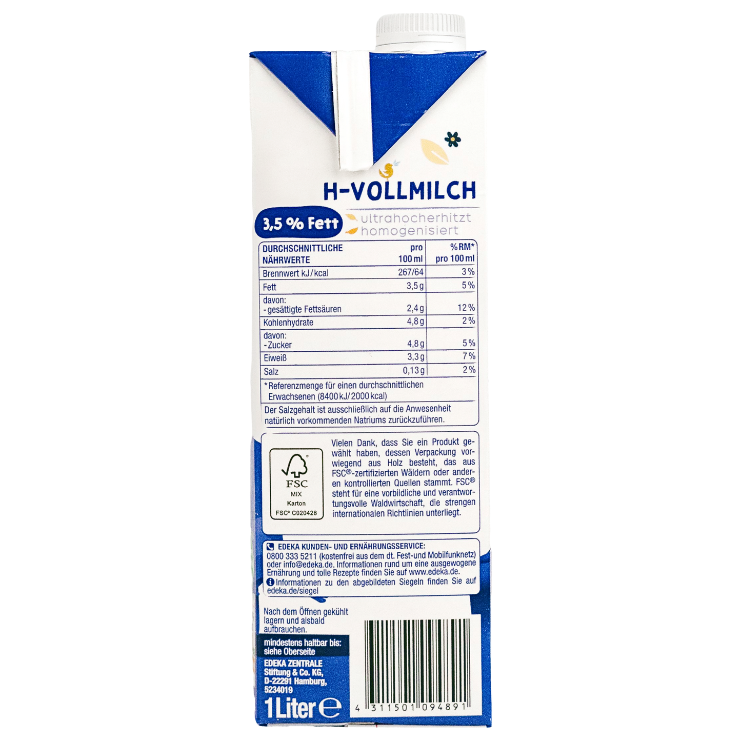 Gut & Günstig - H-Vollmilch 3,5% haltbare Milch 12x1 Liter