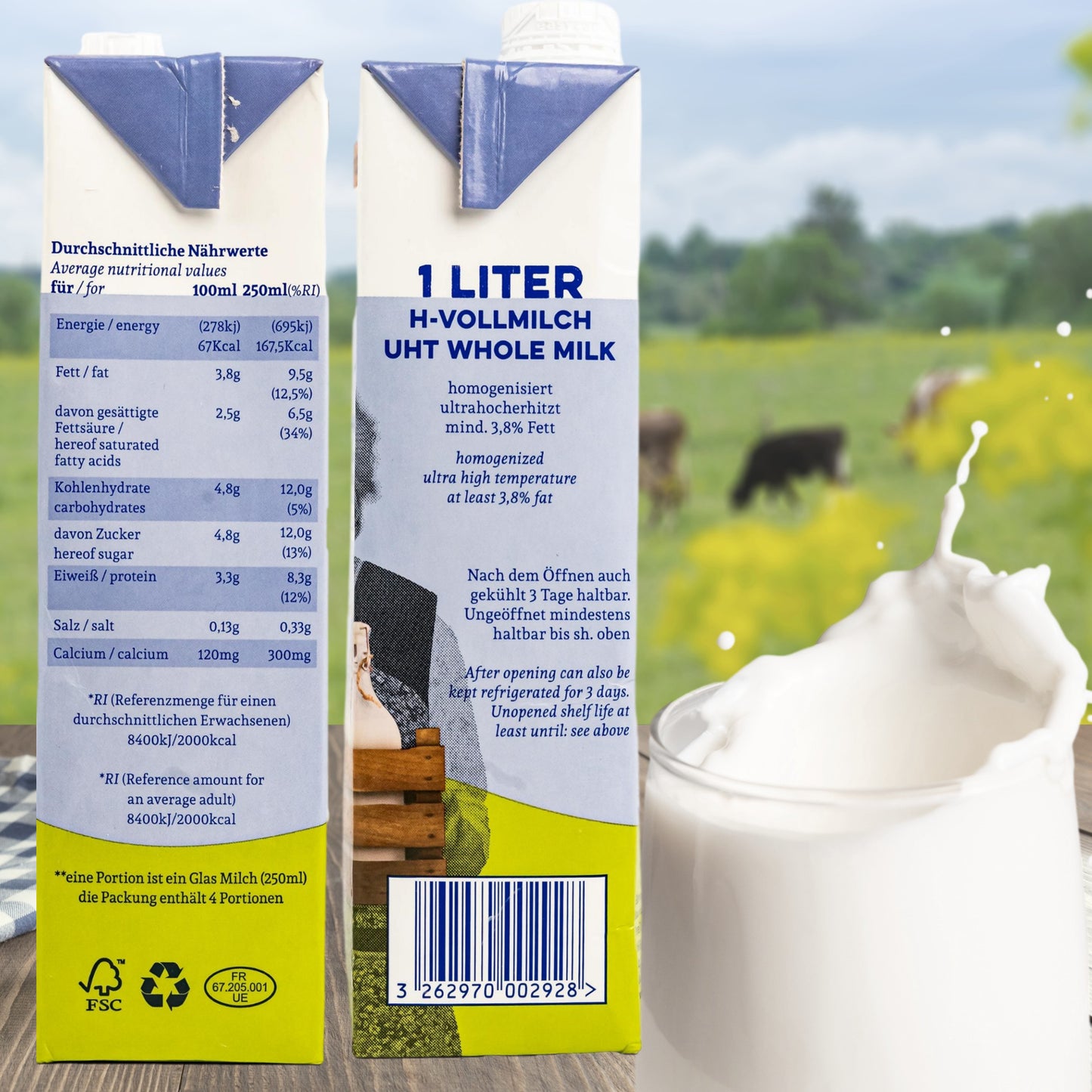 A2 - Wohlfühl-Milch H-Vollmilch 3,8% ohne Gentechnik mit wertvollem A2 Protein á 1 Liter
