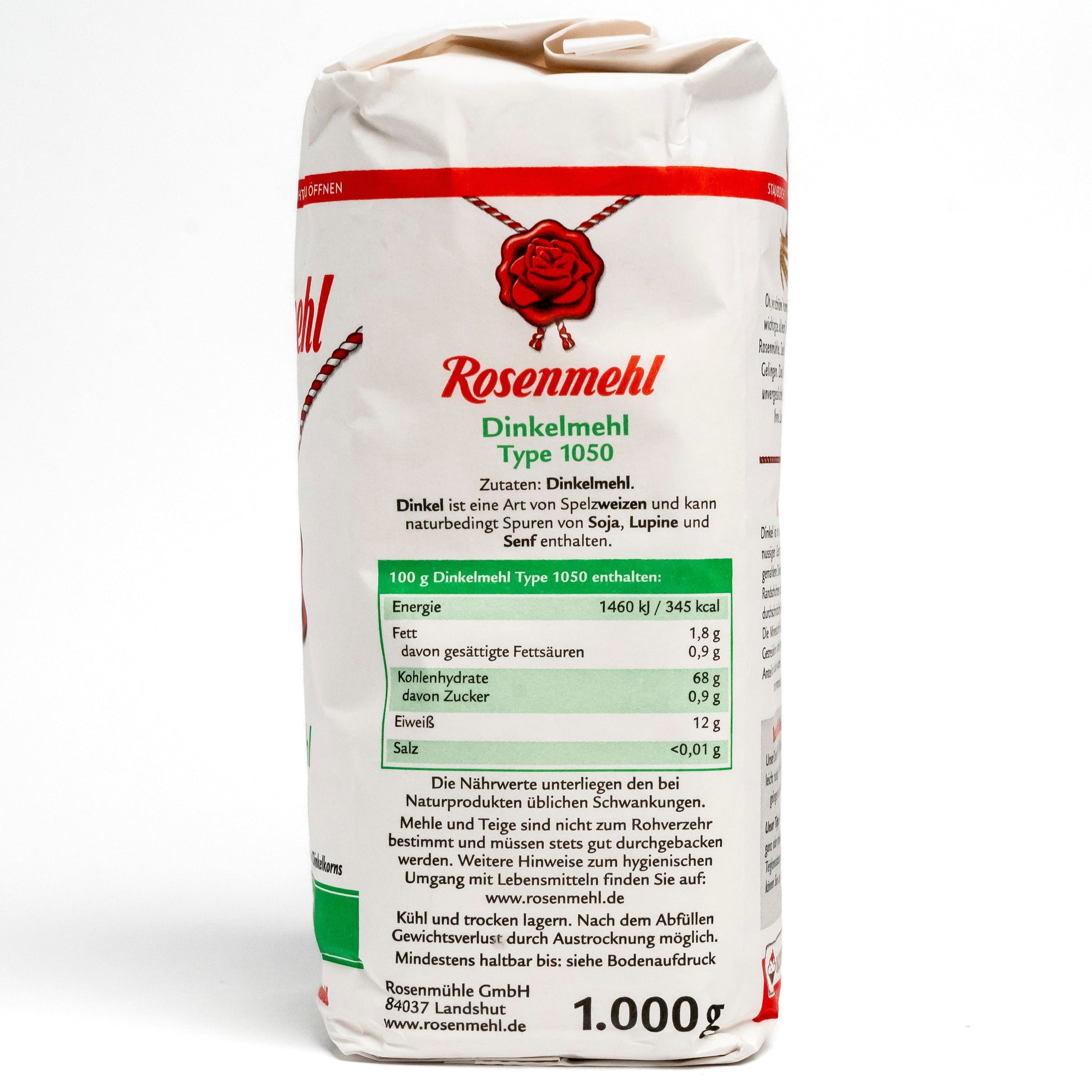 Hochwertiges Rosenmehl Dinkelmehl – ideal für herzhafte Backrezepte.