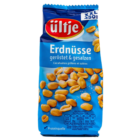 ültje Erdnüsse geröstet & gesalzen 450 g – Nahaufnahme der Verpackung