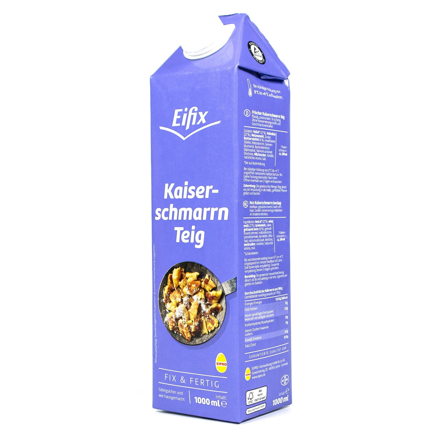 Eifix - Frischer Kaiserschmarrn-Teig luftig und locker (pfannenfertig fix & fertig in 1000 ml Packung)