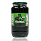 schwarze Oliven ohne Stein im Glas